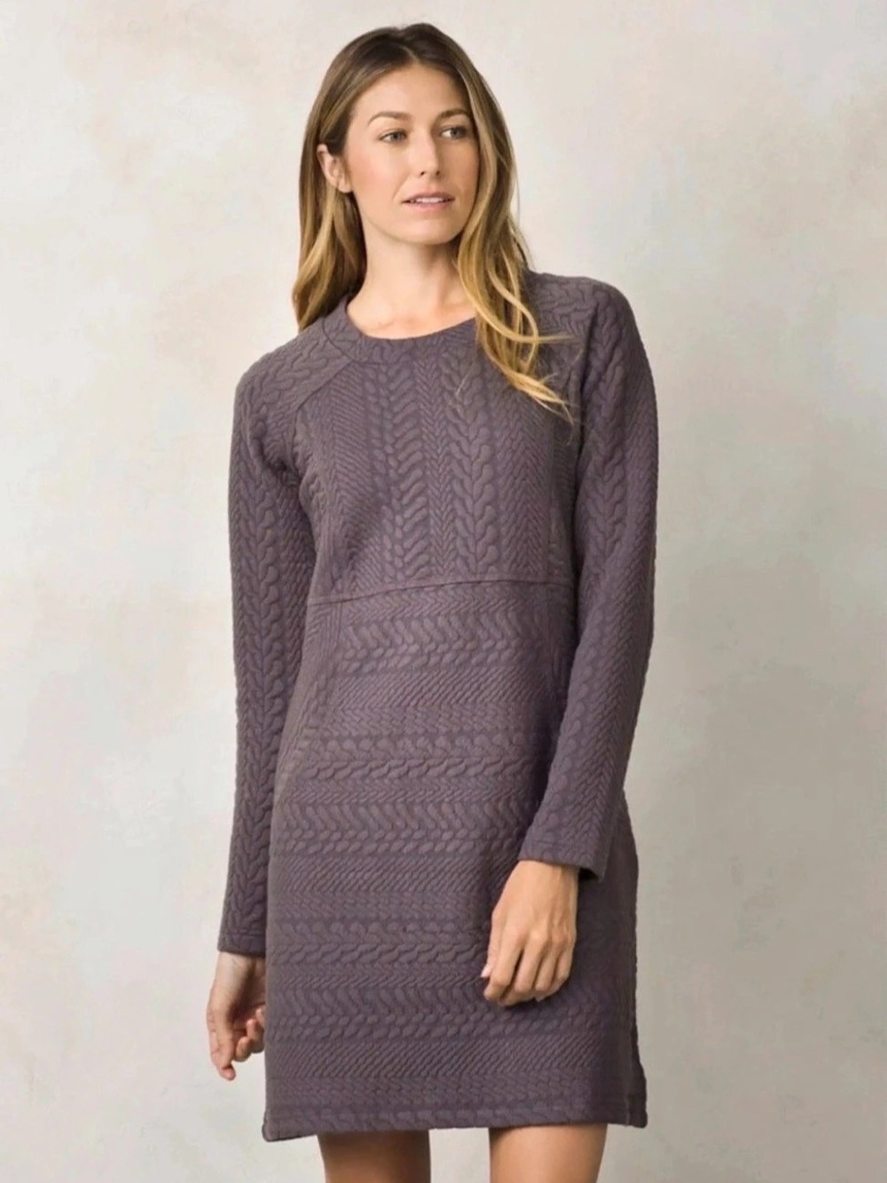 Prana Macee muted truffle Jacquered Dress in Purple Size Medium